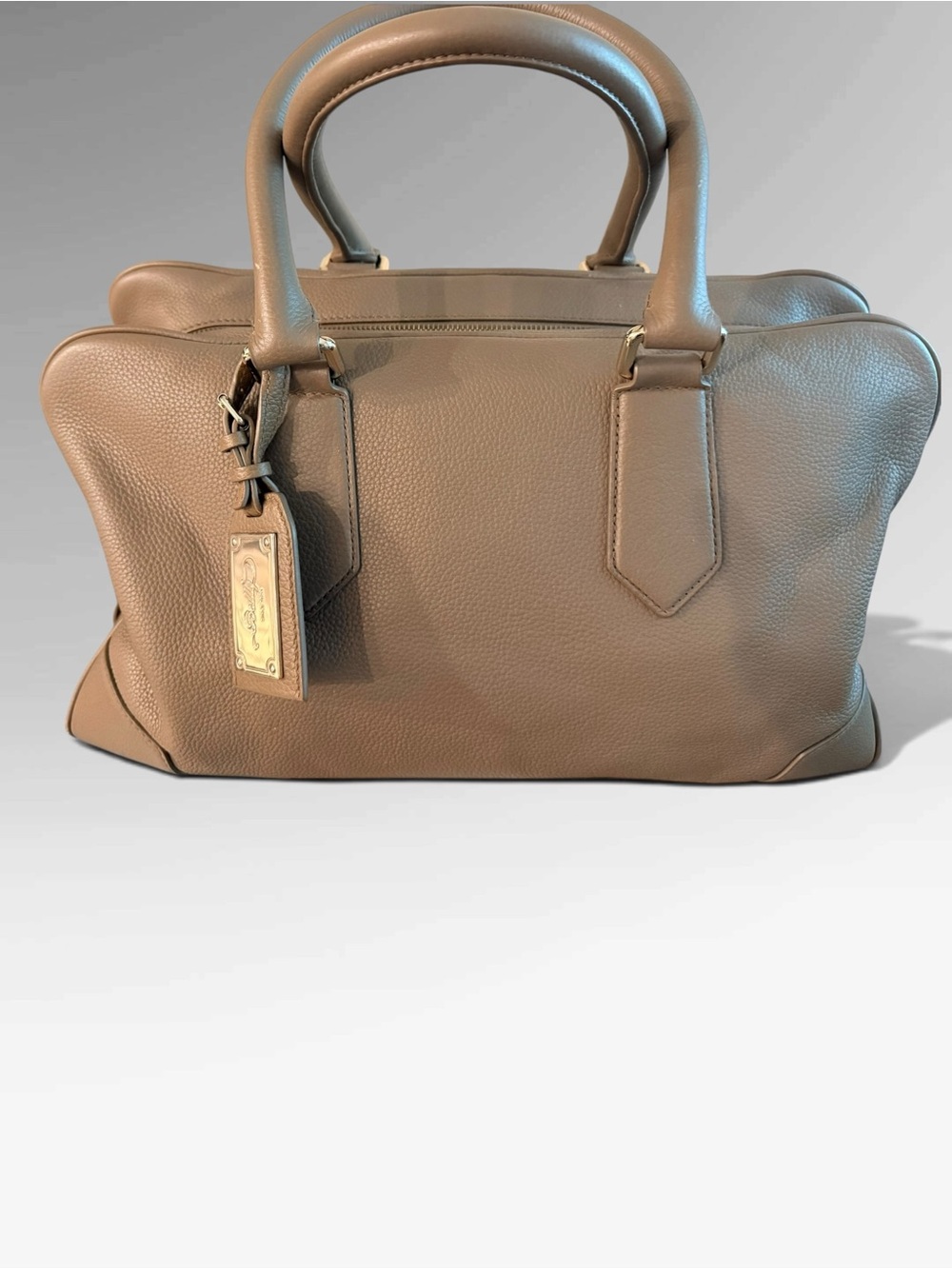 Pre-owned Bally Taupe Leather Boston Top-Handle Bag